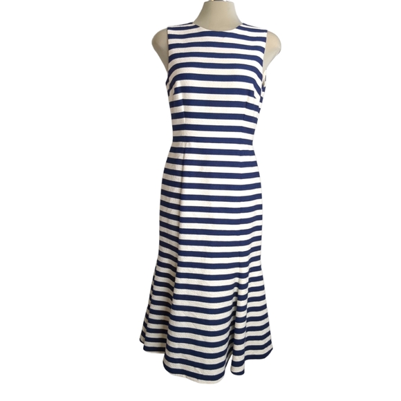 *New*DOLCE & GABBANA Striped Blue & White Open Black Flare Dress Italian Size 44 - Picture 8 of 17